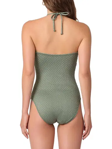 Shoshanna Women's Metallic Ripplied-Knit One-Piece Swimsuit - Palm Gold - Size 10 | Thumbnail 3 Shoshanna Women's Metallic Ripplied-Knit One-Piece Swimsuit - Palm Gold - Size 10 | Thumbnail 3