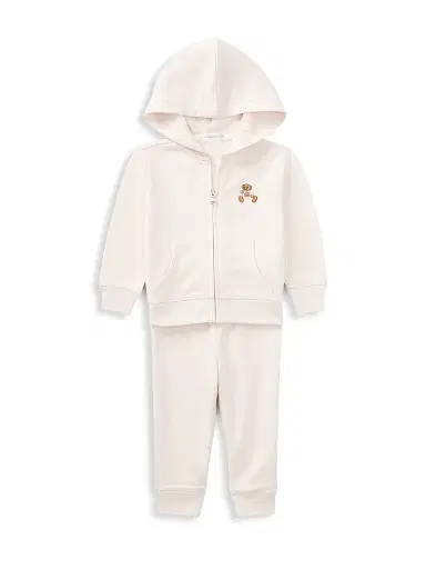 Polo Ralph Lauren Baby Girl's 2-Piece Polo Bear Hoodie & Joggers Set - Pink 9 Months | Thumbnail 1