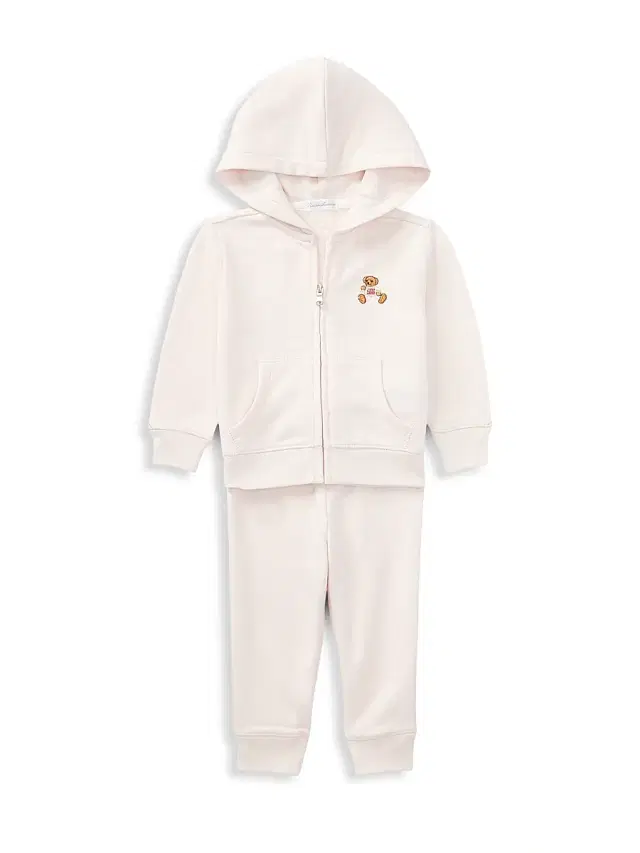 Polo Ralph Lauren Baby Girl's 2-Piece Polo Bear Hoodie & Joggers Set - Pink 9 Months