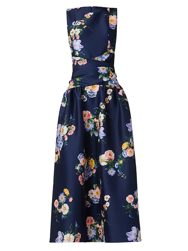 Shoshanna Women's Marie Floral Mikado Cocktail Dress - Navy Multi