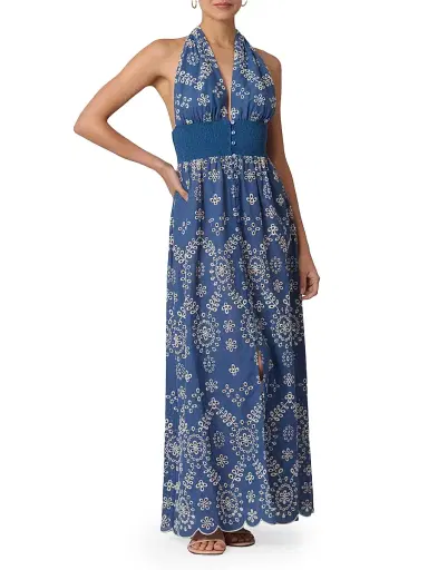 Shoshanna Women's Floral Cotton Halterneck Maxi-Dress | Thumbnail 2