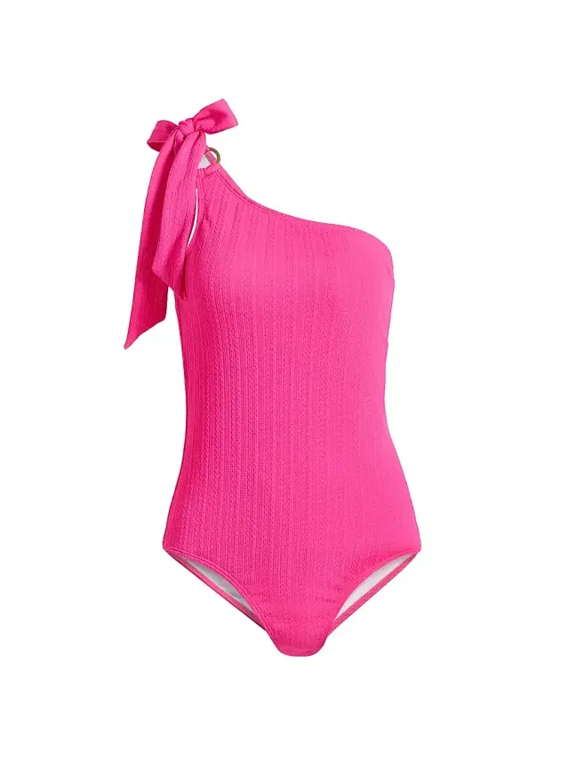 Shoshanna Women's One-Shoulder Tie One-Piece Swimsuit - Magenta