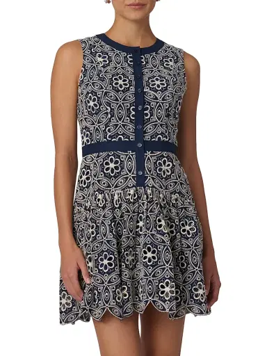 Shoshanna Women's Sierra Printed Minidress - Navy | Thumbnail 3 Shoshanna Women's Sierra Printed Minidress - Navy | Thumbnail 3