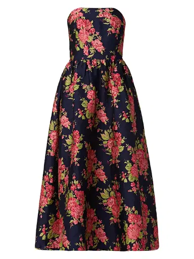 Shoshanna Women's Dana Floral Strapless Maxi Dress - Navy Coral | Thumbnail 1 Shoshanna Women's Dana Floral Strapless Maxi Dress - Navy Coral | Thumbnail 1