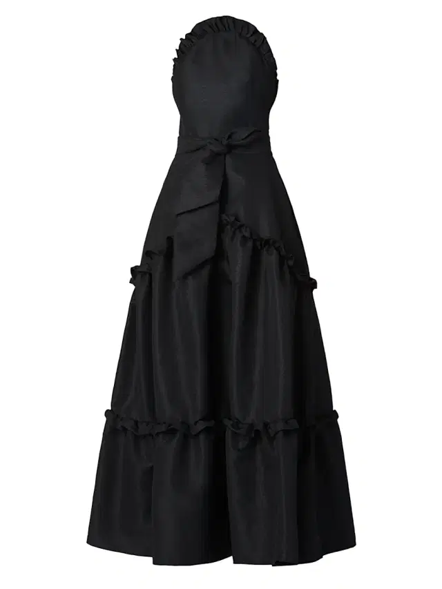 Shoshanna Women's Lucille Ruffled Belted Maxi Dress - Jet