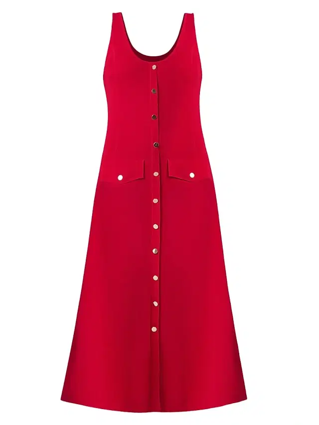 Shoshanna Women's Martha Button-Front Midi-Dress - Cherry