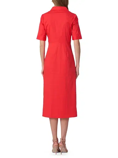 Shoshanna Women's Emmett Stretch Cotton Asymmetric Shirtdress - Tomato | Thumbnail 3 Shoshanna Women's Emmett Stretch Cotton Asymmetric Shirtdress - Tomato | Thumbnail 3