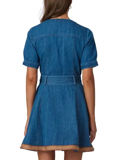 Shoshanna Women's Payton Denim Minidress - Denim Neutral Multi | Thumbnail 3 Shoshanna Women's Payton Denim Minidress - Denim Neutral Multi | Thumbnail 3
