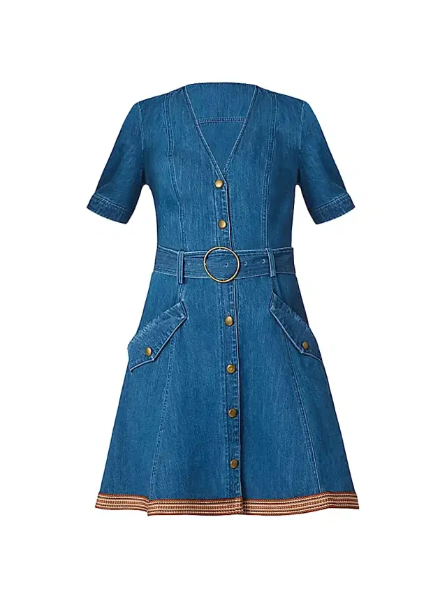Shoshanna Women's Payton Denim Minidress - Denim Neutral Multi