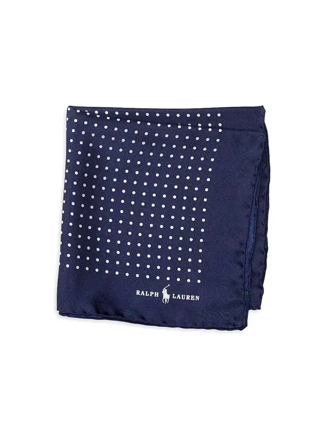 Polo Ralph Lauren Men's Polka Dot Silk Pocket Square - Navy