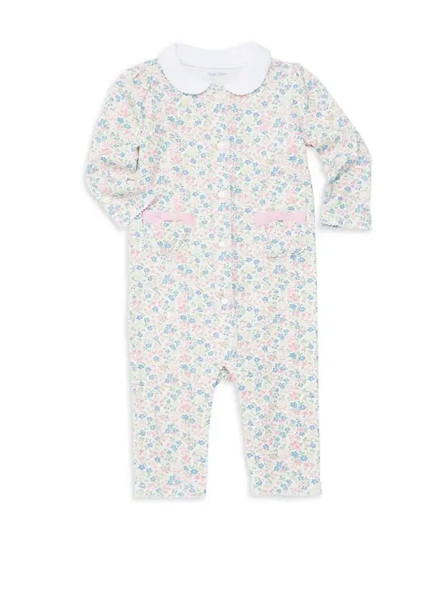 Polo Ralph Lauren Baby Girl's Floral Print Cotton Coverall - White Multi