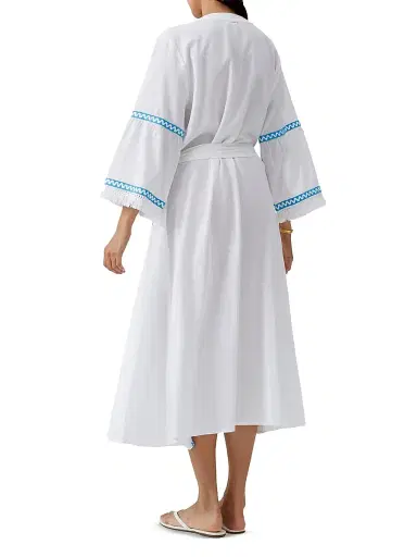 Melissa Odabash Women's Anais Open Front Midi-Caftan - White - Size XL | Thumbnail 3