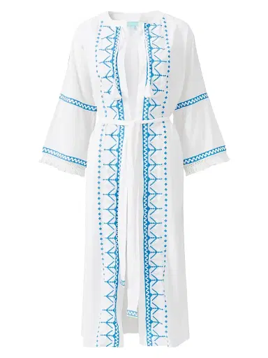 Melissa Odabash Women's Anais Open Front Midi-Caftan - White - Size XL | Thumbnail 1