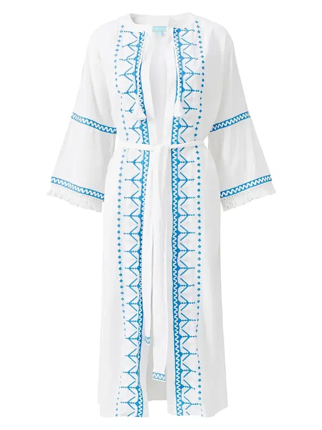 Melissa Odabash Women's Anais Open Front Midi-Caftan - White