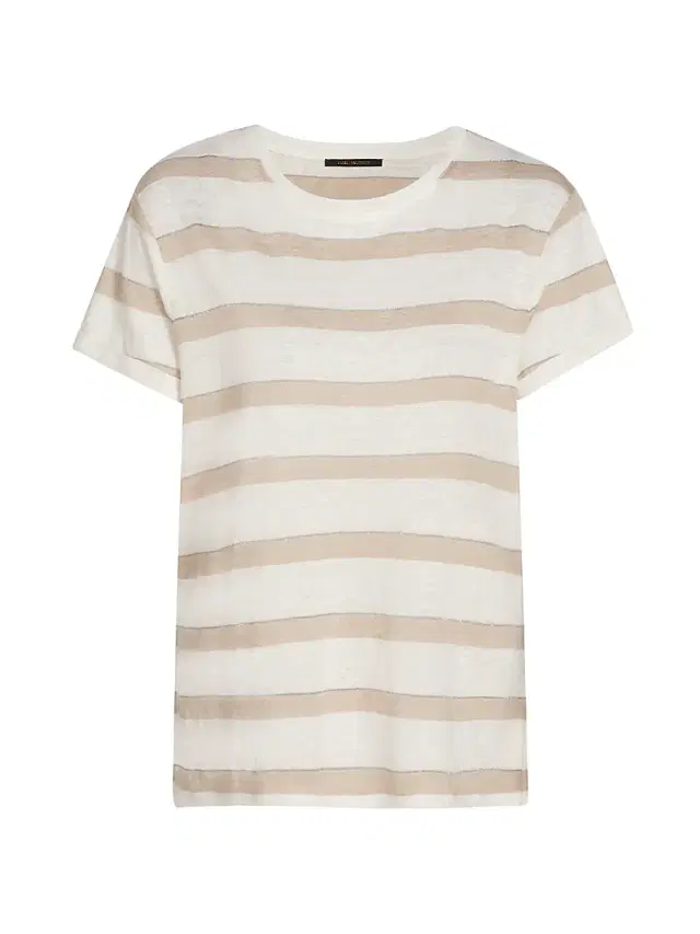 Kobi Halperin Women's Kendall Metallic Striped Linen T-Shirt - Beige