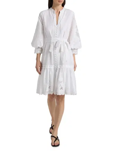 Kobi Halperin Women's Erica Cotton-Silk Minidress - White | Thumbnail 2
