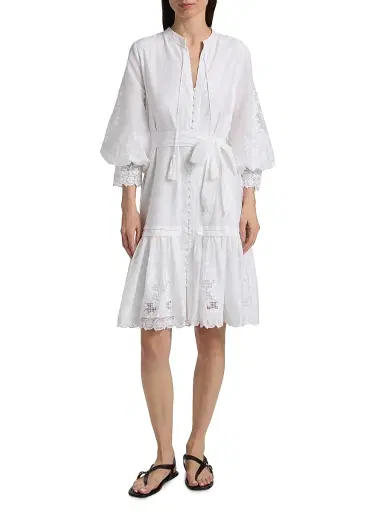 Kobi Halperin Women's Erica Cotton-Silk Minidress - White | Thumbnail 3
