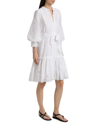 Kobi Halperin Women's Erica Cotton-Silk Minidress - White | Thumbnail 4