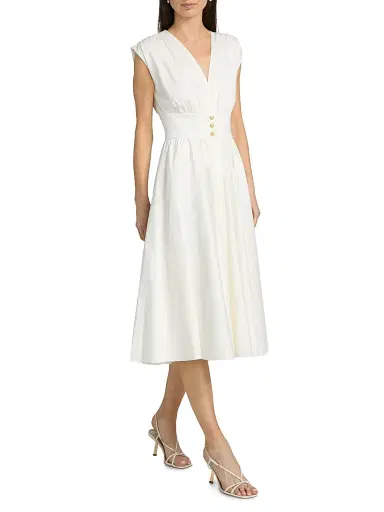 Kobi Halperin Women's Rose Draped Button-Front Midi-Dress - White | Thumbnail 2
