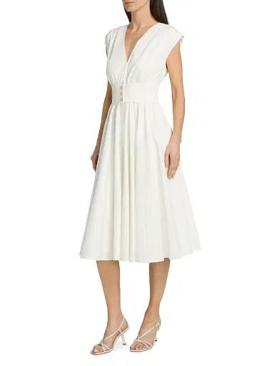 Kobi Halperin Women's Rose Draped Button-Front Midi-Dress - White | Thumbnail 4