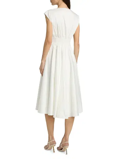 Kobi Halperin Women's Rose Draped Button-Front Midi-Dress - White | Thumbnail 5