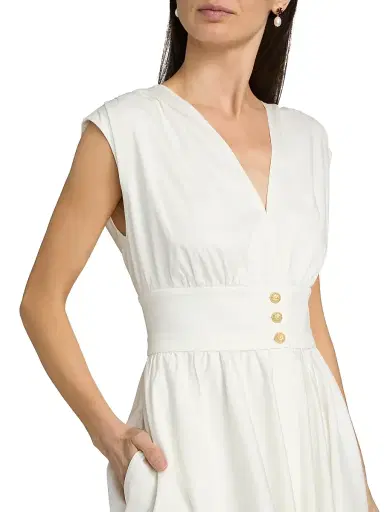 Kobi Halperin Women's Rose Draped Button-Front Midi-Dress - White | Thumbnail 6