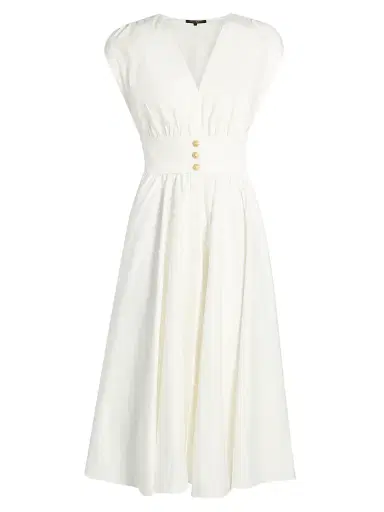 Kobi Halperin Women's Rose Draped Button-Front Midi-Dress - White | Thumbnail 1