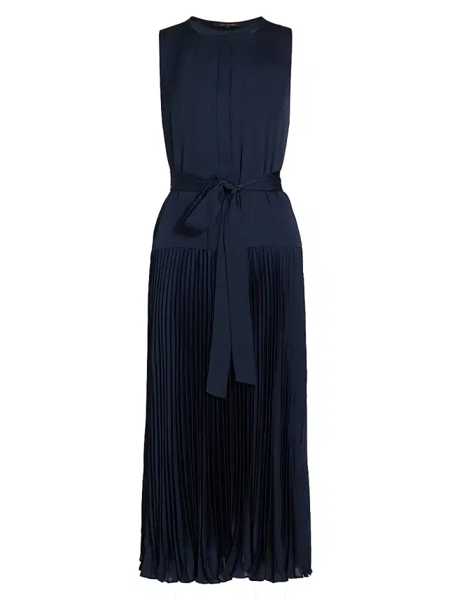 Kobi Halperin Women's Maxine Satin Tie-Waist Sleeveless Midi-Dress - Midnight Blue