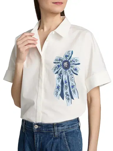 Kobi Halperin Women's Bonnie Short-Sleeve Blouse - White Multi | Thumbnail 6