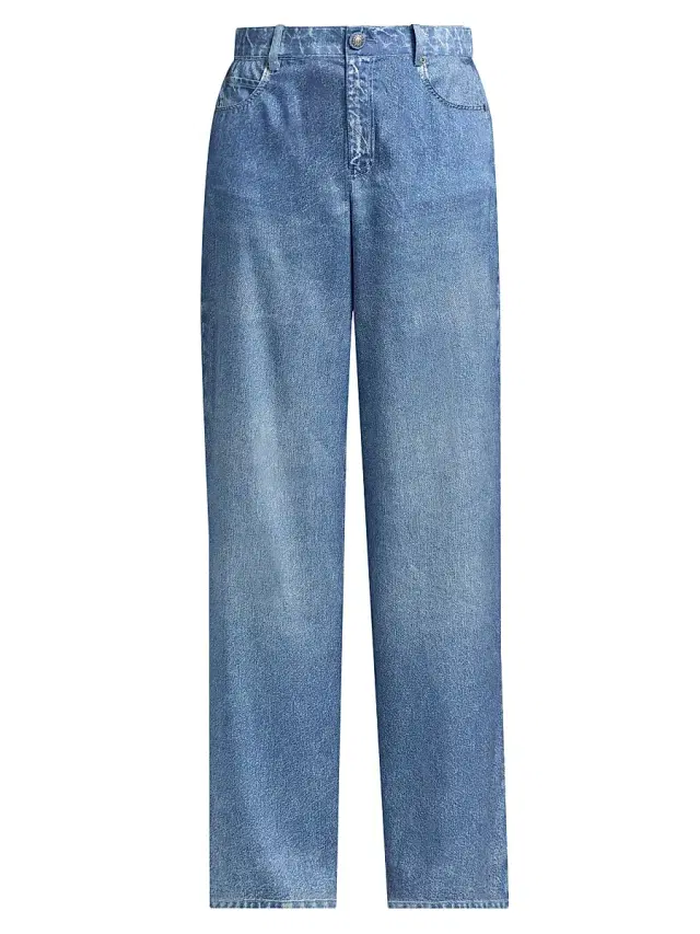 Kobi Halperin Women's Sage Denim Print Satin Pants - Light Indigo