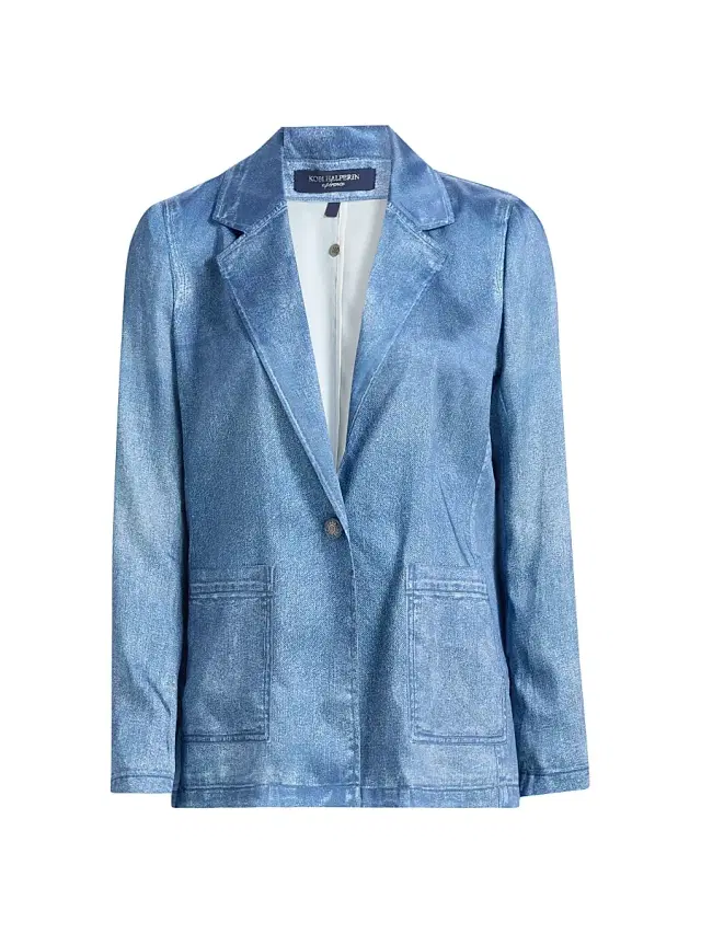 Kobi Halperin Women's Veronica Denim-Printed Satin Blazer - Light Indigo