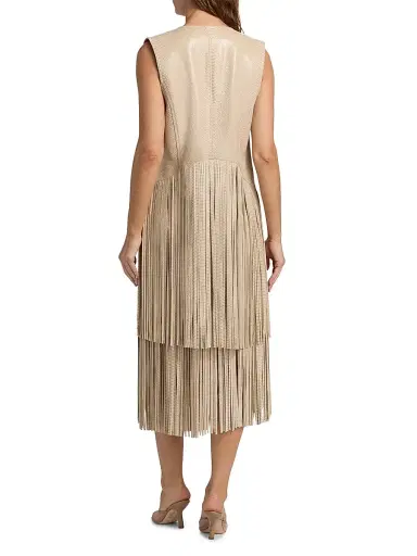 Kobi Halperin Women's Angela Fringe Snake-Embossed Leather Vest | Thumbnail 5