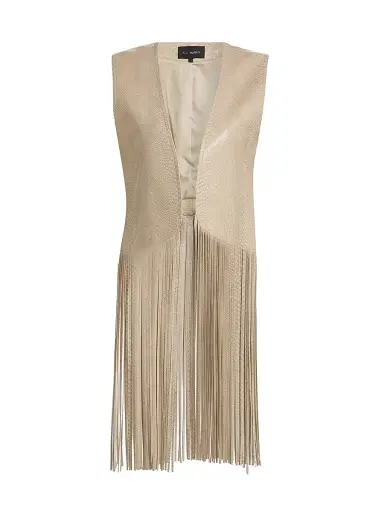 Kobi Halperin Women's Angela Fringe Snake-Embossed Leather Vest | Thumbnail 1
