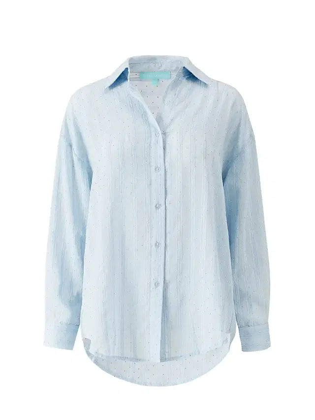 Melissa Odabash Women's Ziggy Oversized Shirt - Pale Blue