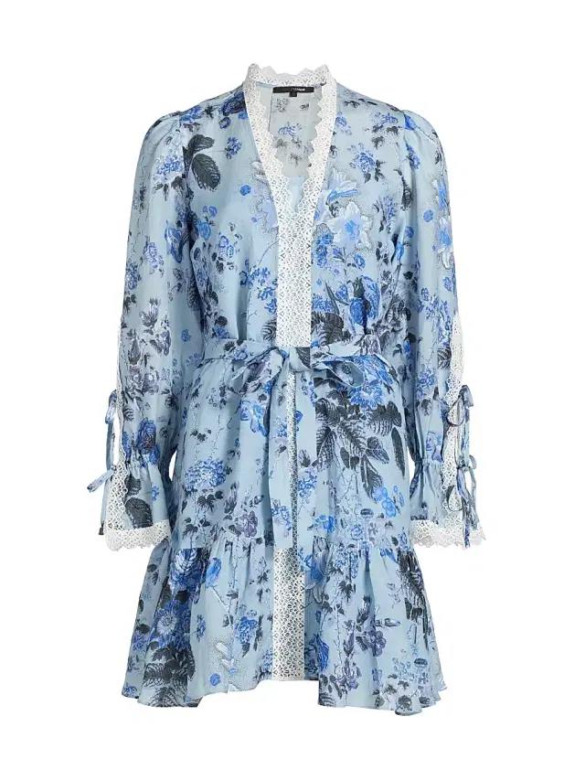 Kobi Halperin Women's Beli Floral Lace-Trim Minidress - Powder Blue Multi