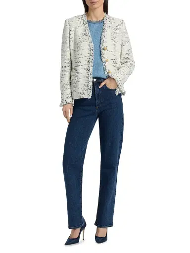 Kobi Halperin Women's Saphire Frayed-Trim Tweed Jacket | Thumbnail 2