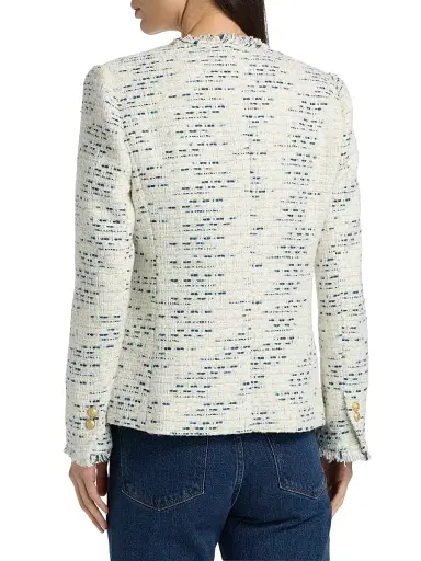Kobi Halperin Women's Saphire Frayed-Trim Tweed Jacket | Thumbnail 5