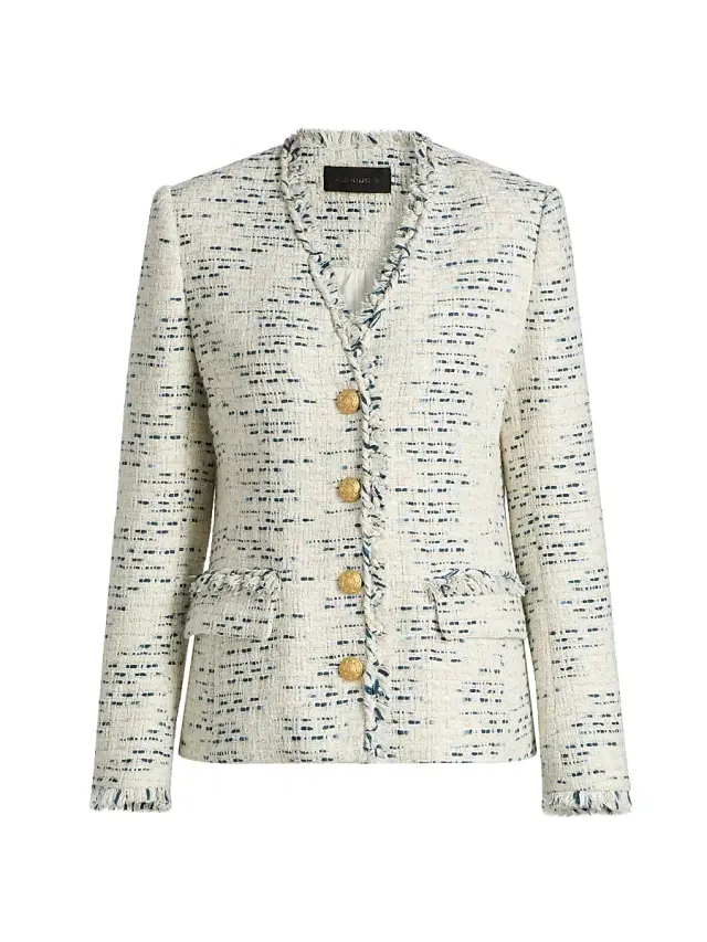 Kobi Halperin Women's Saphire Frayed-Trim Tweed Jacket