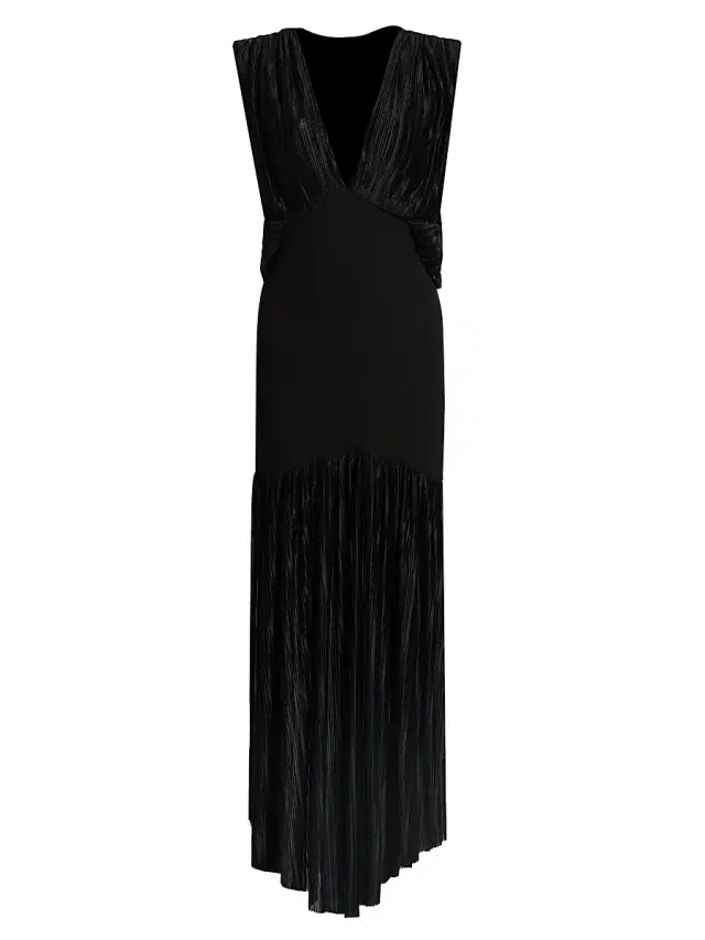 Black Halo Women's Savoy Metallic Plisse Mesh Gown - Black