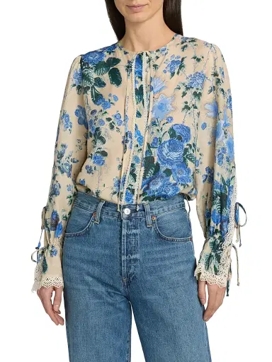 Kobi Halperin Women's Daisy Floral Blouse - Ecru Multi | Thumbnail 3