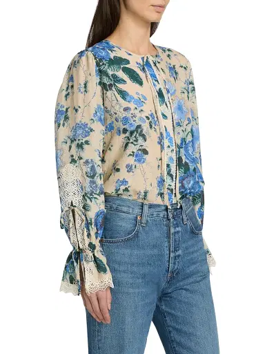 Kobi Halperin Women's Daisy Floral Blouse - Ecru Multi | Thumbnail 4