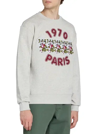 KENZO Men's Wild Tiger Embroidered Crewneck Sweatshirt - Pale Grey - Size Small | Thumbnail 4