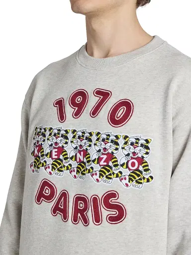 KENZO Men's Wild Tiger Embroidered Crewneck Sweatshirt - Pale Grey - Size Small | Thumbnail 6
