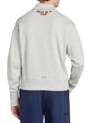 KENZO Men's Chapman Cartoon-Embroidered Half-Zip Sweatshirt - Pale Grey - Size XL | Thumbnail 5