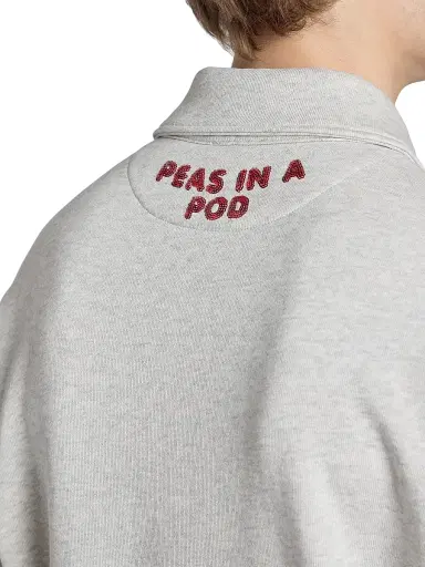 KENZO Men's Chapman Cartoon-Embroidered Half-Zip Sweatshirt - Pale Grey - Size XL | Thumbnail 6