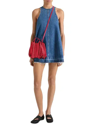 Givenchy Women's Nano Facet Top Handle Bag in Leather with Fringes - Equestrian Red | Thumbnail 2 Givenchy Women's Nano Facet Top Handle Bag in Leather with Fringes - Equestrian Red | Thumbnail 2