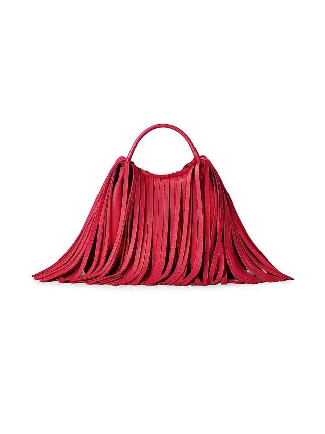Givenchy Women's Nano Facet Top Handle Bag in Leather with Fringes - Equestrian Red