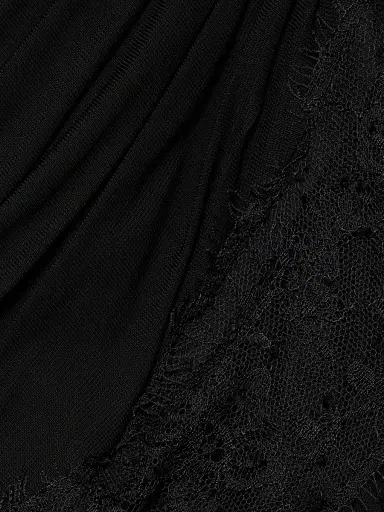 Giambattista Valli Women's One-Shoulder Lace-Trim Ruched Jersey Gown - Black - Size 00 | Thumbnail 7 Giambattista Valli Women's One-Shoulder Lace-Trim Ruched Jersey Gown - Black - Size 00 | Thumbnail 7