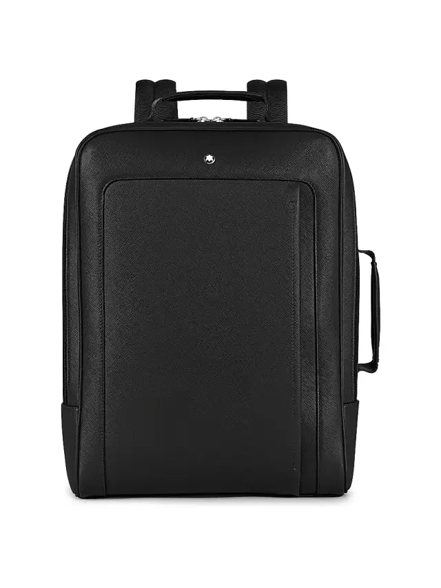 Men's Sartorial Leather Backpack - Black