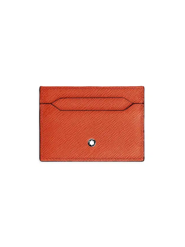 Men's Sartorial Leather Card Holder - Orange